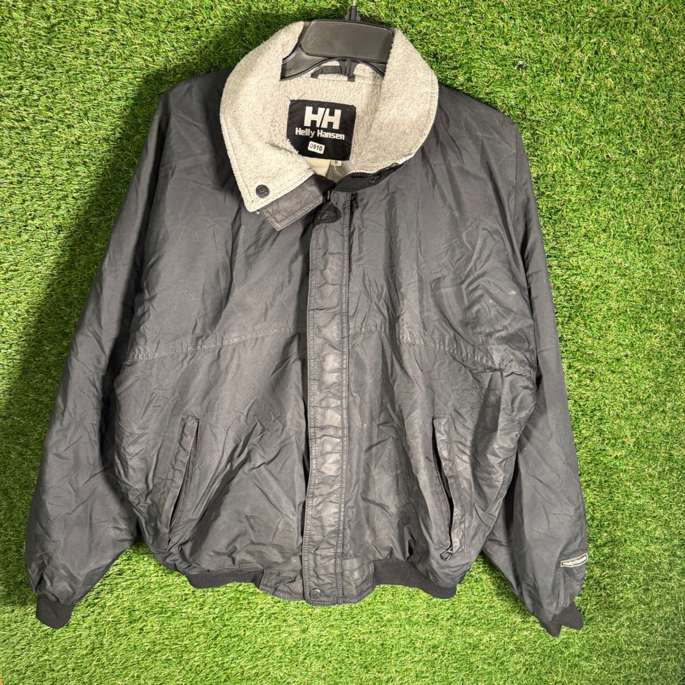 Helly Hansen Mens Jacket Black Full Zip Collar Lined Size M Outdoor vintage